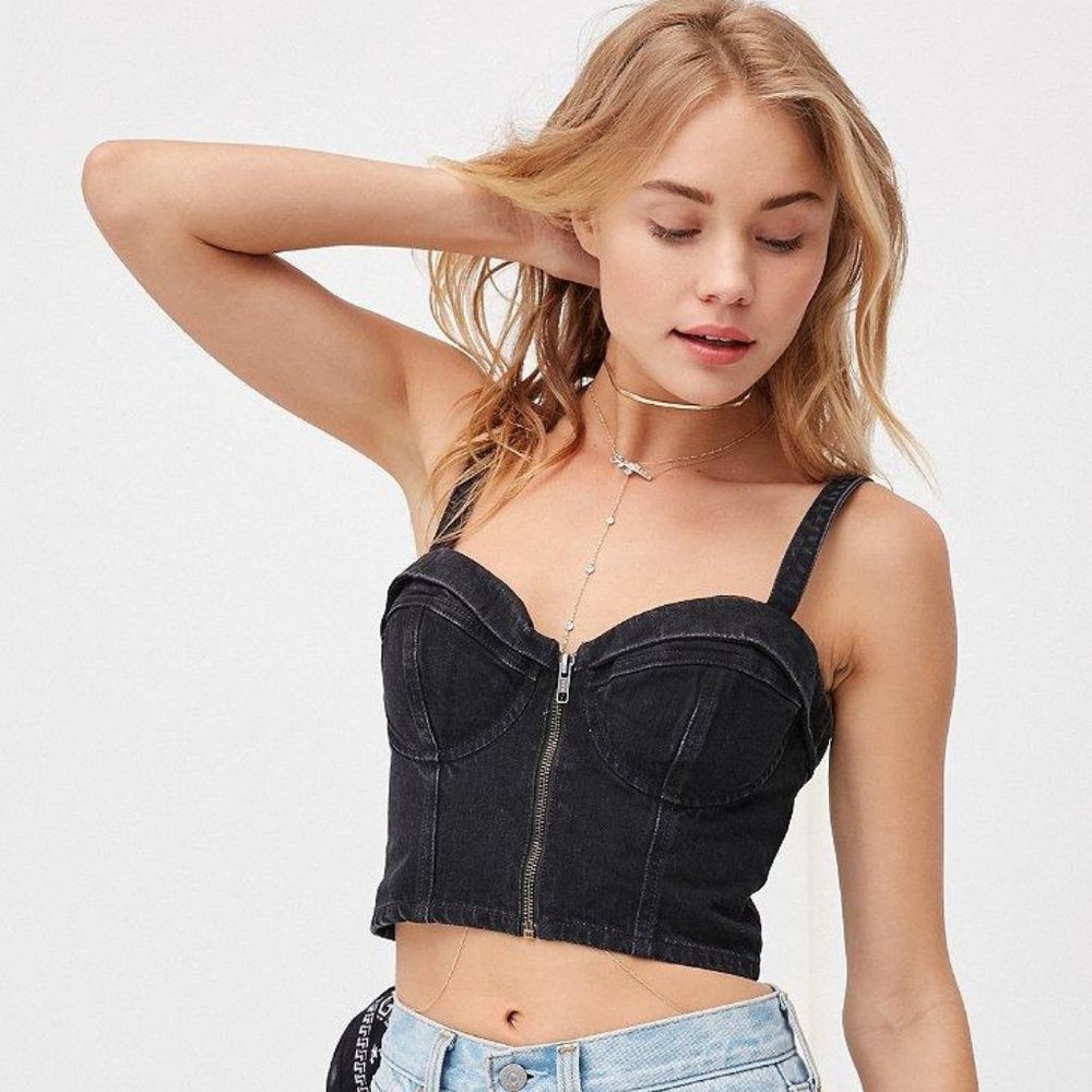 Urban Outfitters Guess Tailored Denim Bustier Top